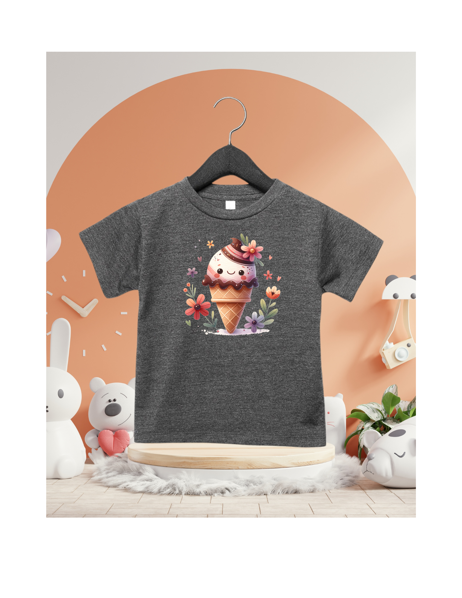TODDLER FLOWERED ICE CREAM T-SHIRT